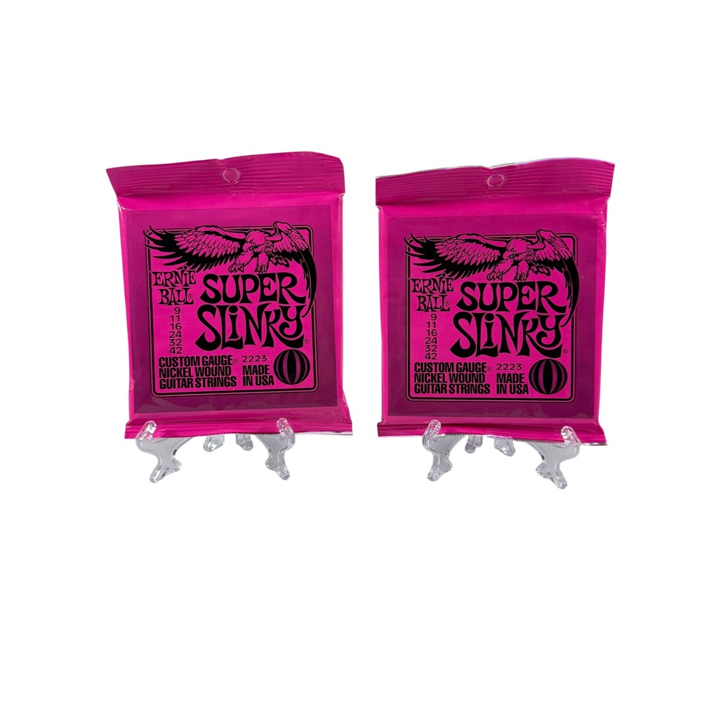 Ernie Ball Super Slinky Guitar Strings 2-Pack 9-42 Pink Nickel Wound Electric